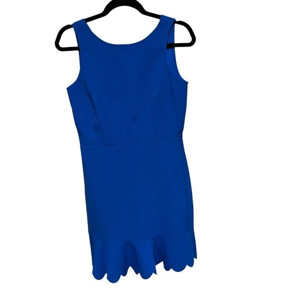 J.Crew Solid Blue Scalloped Drop Hem Flounce Dress Size 2 Sleeveless B8314 - Picture 4 of 10